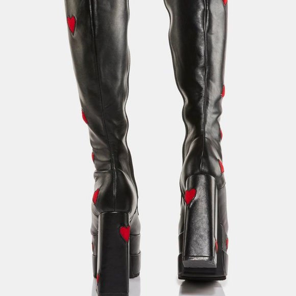 THE QUEEN OF THE NIGHT and HEARTS Chunky Platform Knee High Boots ( BRAND NEW ! - Picture 3 of 6